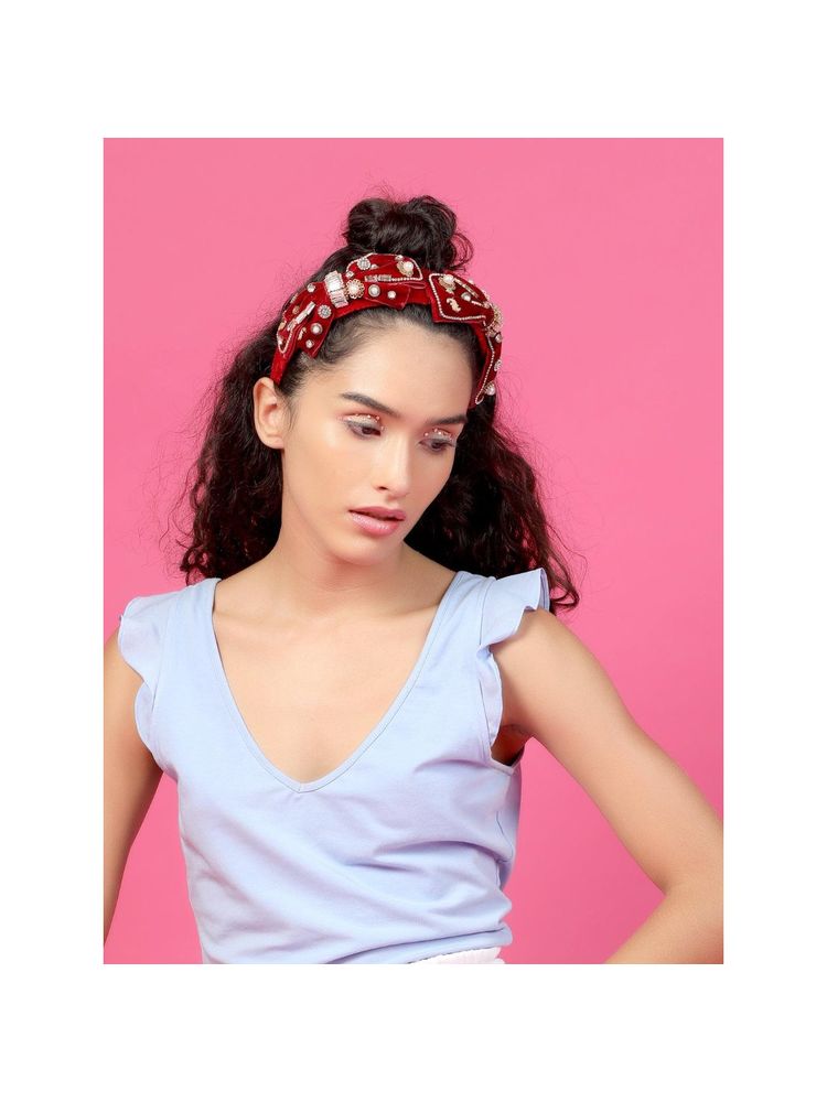Odette Red Metal Hair Band-image-4