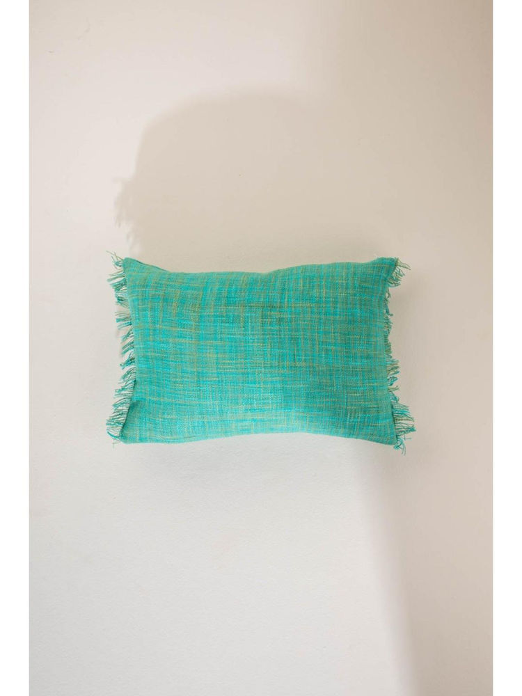 Freedom Tree Shoreline Pure Cotton and Viscose Green Cushion Cover (14X20 Inches)-image-1