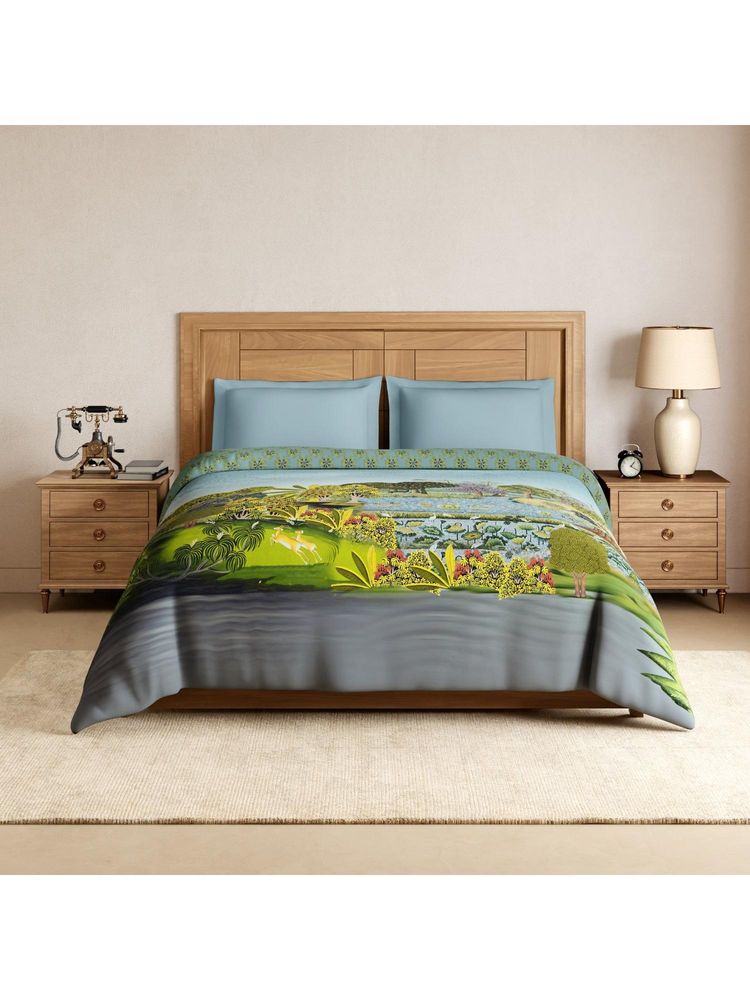 SPACES Miniature 100% Cotton Ornate Print Double Quilt - Light Aqua-image-17