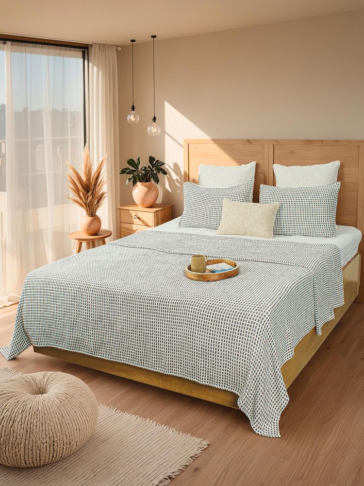 House This Girnar Double Bedcover In Grey Colour with Cotton-image-21