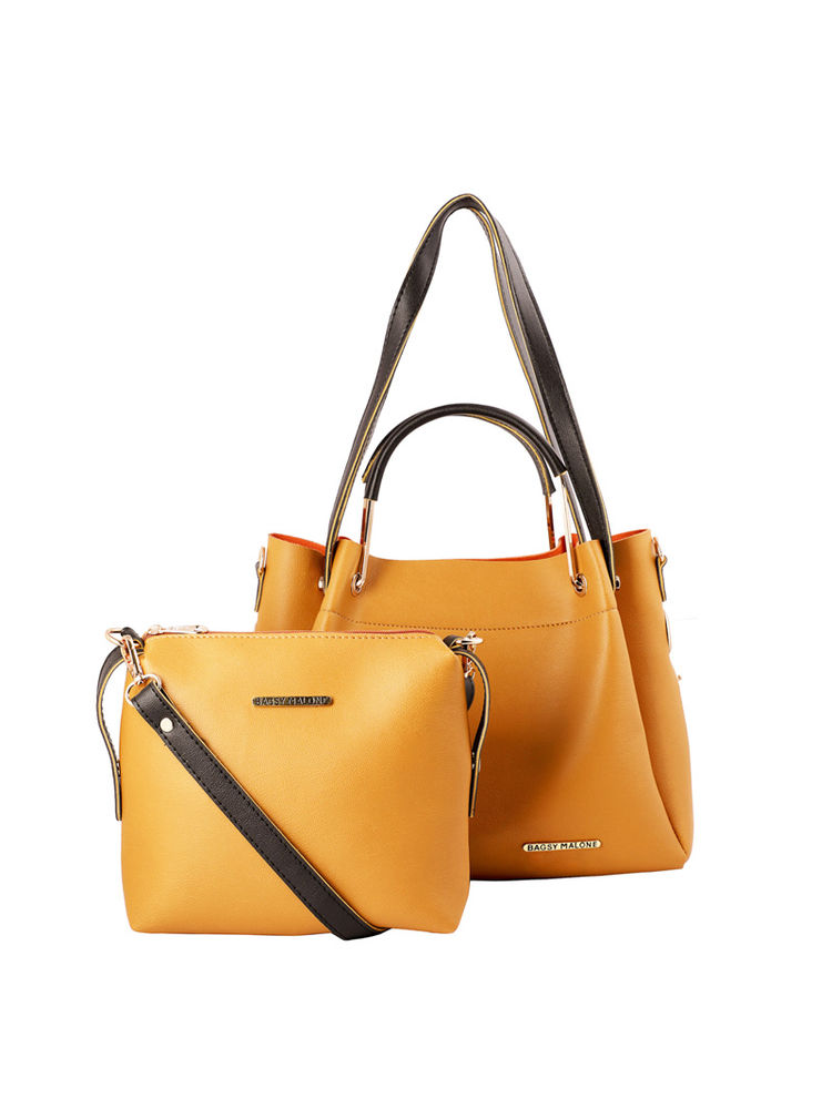 Bagsy Malone Walnut Brown Black Tote Bag Combo Set Of 2