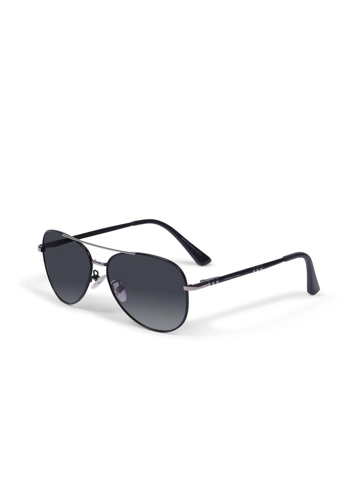 HASHTAG EYEWEAR Unisex Full Rim Polarized & 100 UV Protected Aviator Black Lens Sunglasses (59)-picture-32