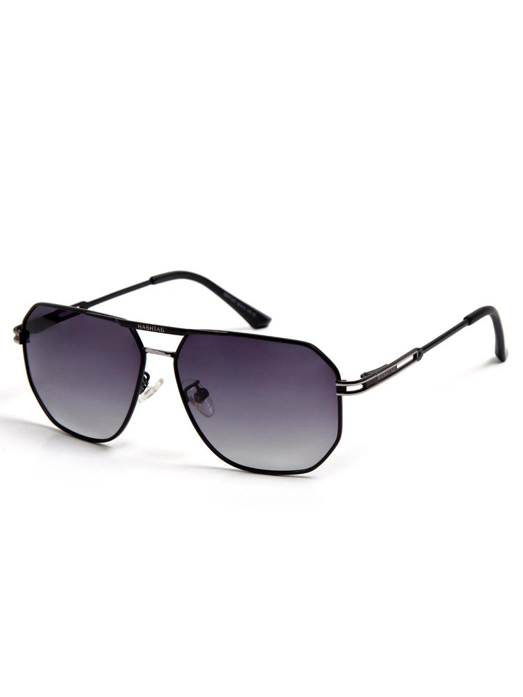 HASHTAG EYEWEAR Unisex Full Rim Polarized & 100 UV Protected Irregular Grey Lens Sunglasses (58)-picture-34