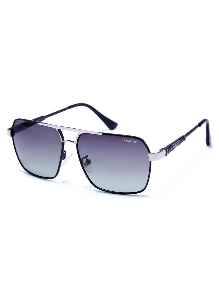 HASHTAG EYEWEAR Unisex Full Rim Polarized & 100 UV Protected Navigator Grey Lens Sunglasses (57)-picture-33