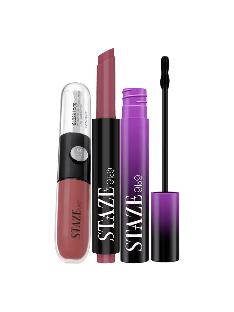 STAZE Viral Favorites Trio (Gloss Lock - I'm Pretty + Tubing Mascara+Yummy - Lush Berry) - Pack of 3-picture-17
