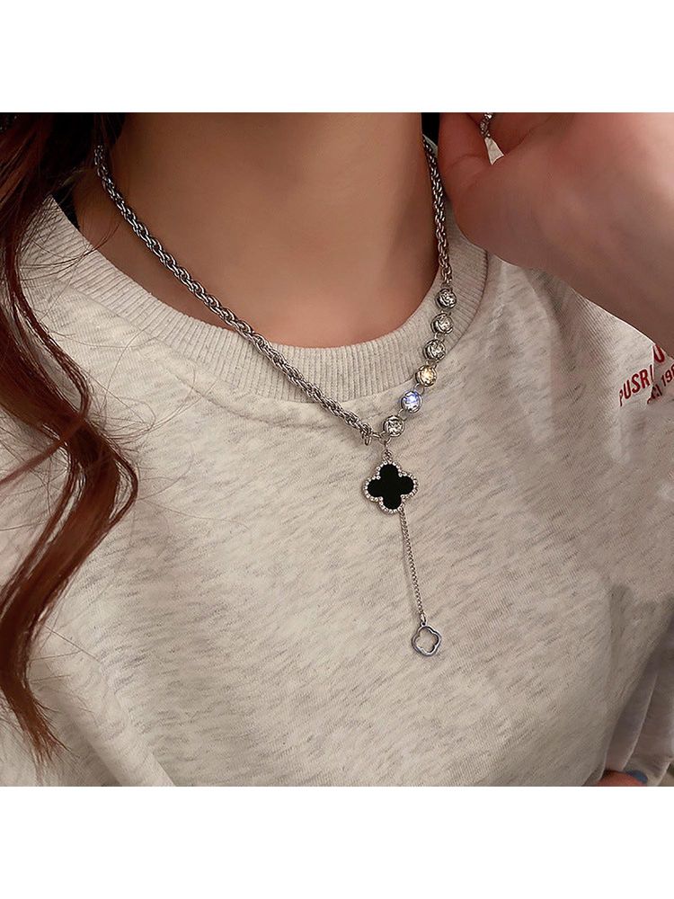 Salty Women Black Van Cleef Clover Necklace