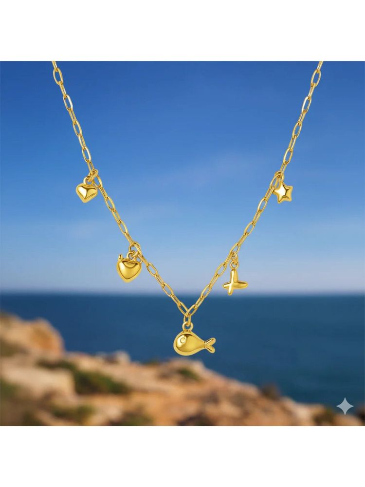 Salty Women Gold Star Love Whisper Minimal Chain Necklace-image-20