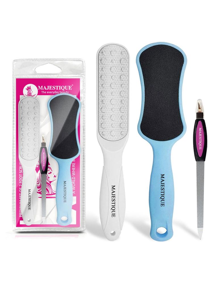 Majestique Set Of 2 Foot Scrubbers And Nail Filer With Cuticle Remover-image-20