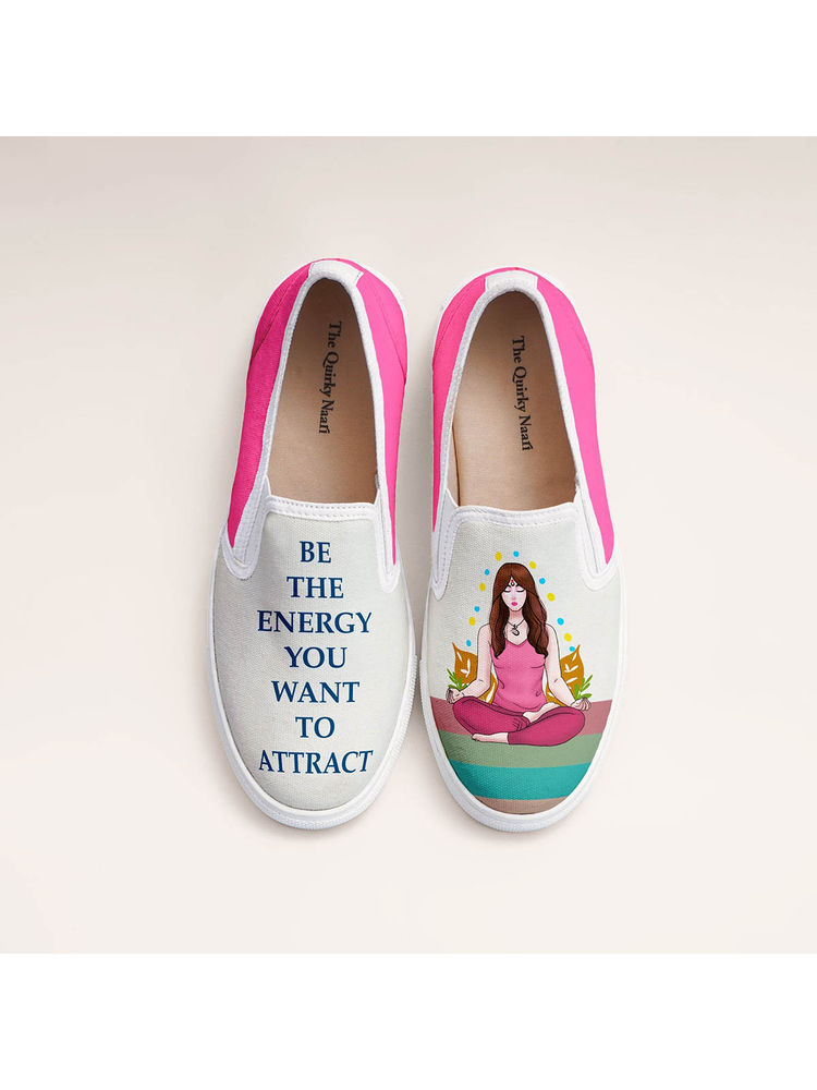 The Quirky Naari Yoga Girl Slip-On Sneakers - Beige-picture-27