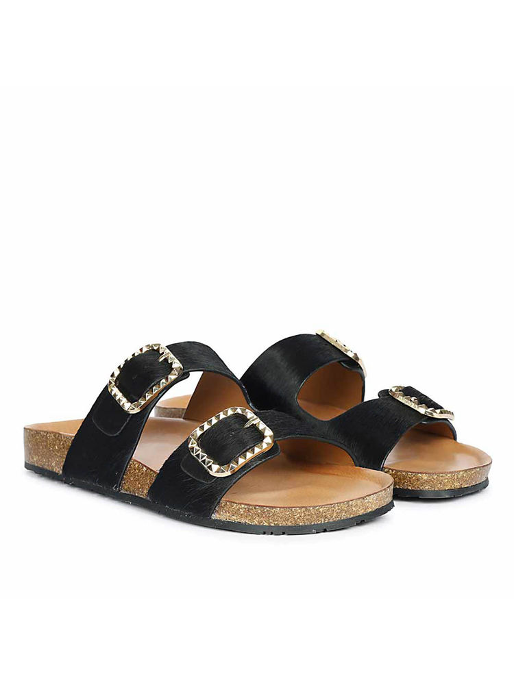Saint G Black Ponny Leather Sandals-image-3