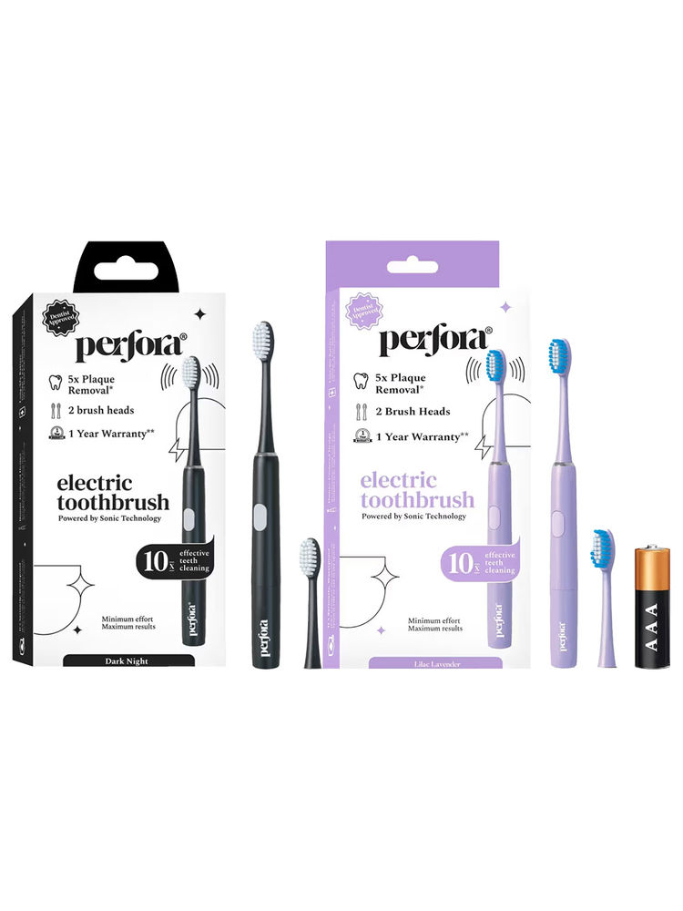 Perfora Smart Electric Toothbrush With 2 Brush Heads - Dark Night + Lilac Lavender