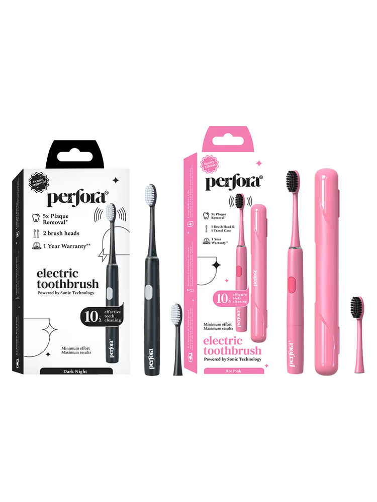 Perfora Smart Electric Toothbrush With 2 Brush Heads - Dark Night + Hot Pink