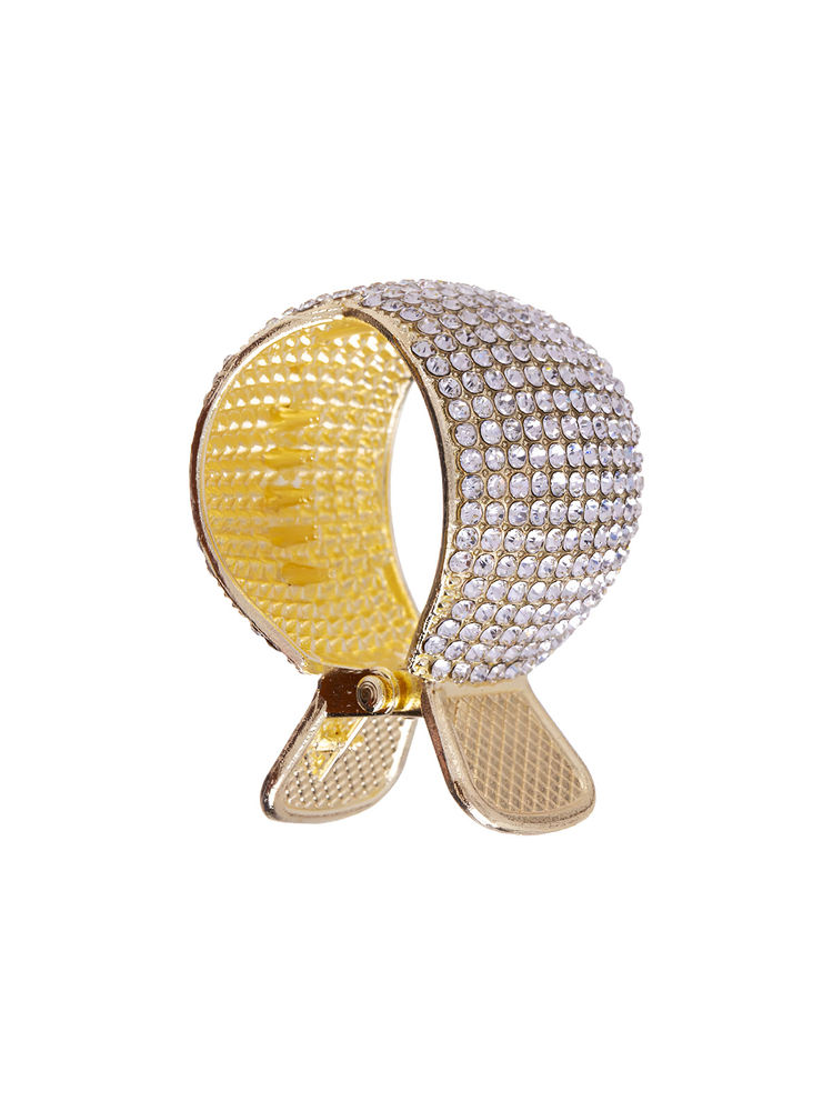 Matra Rhinestone Hair Clip Embellished Claw Clutcher Ponytail Holder Stone Studded Gold-image-26