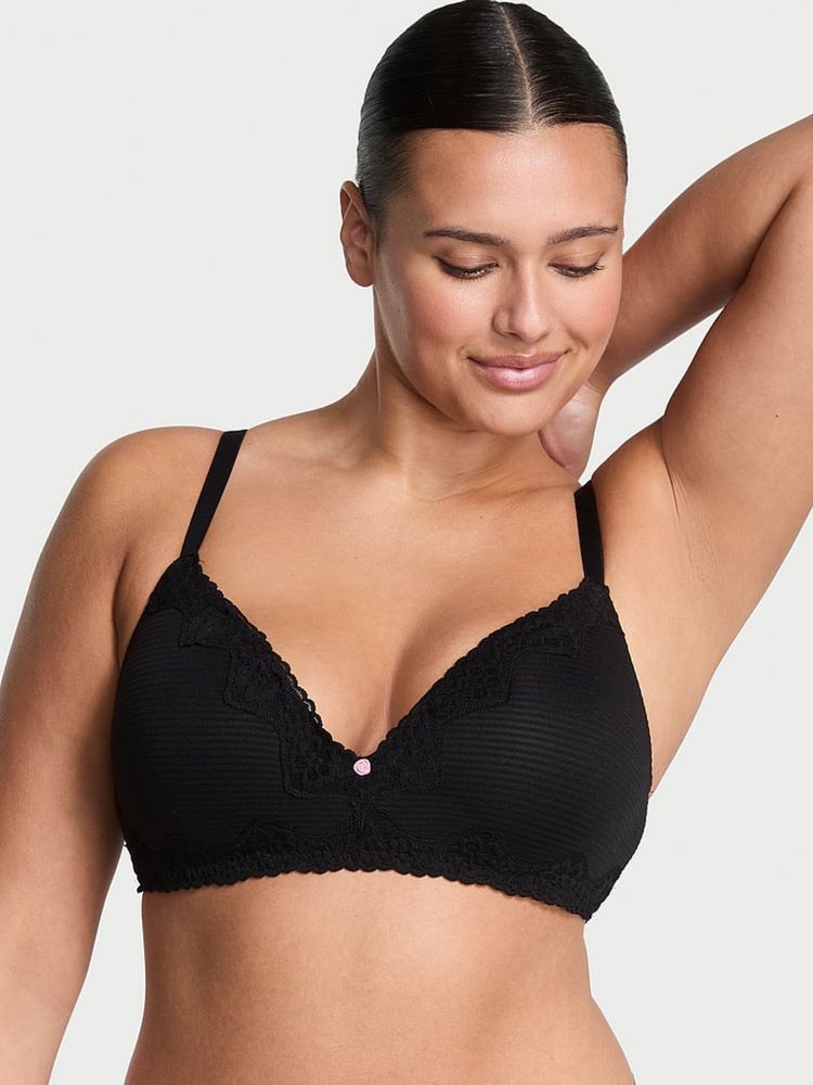 victoria's secret intimates Victoria's Secret The T-Shirt Cotton Shadow Stripe Lightly Lined Wireless Bra Black-picture-10
