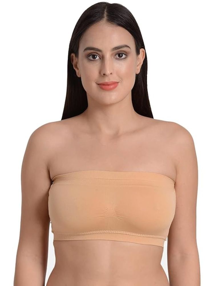BRACHY Half Coverage Lightly Padded Comfort Seamless Rapid Dry Bandeau Tube Bra Beige-picture-19