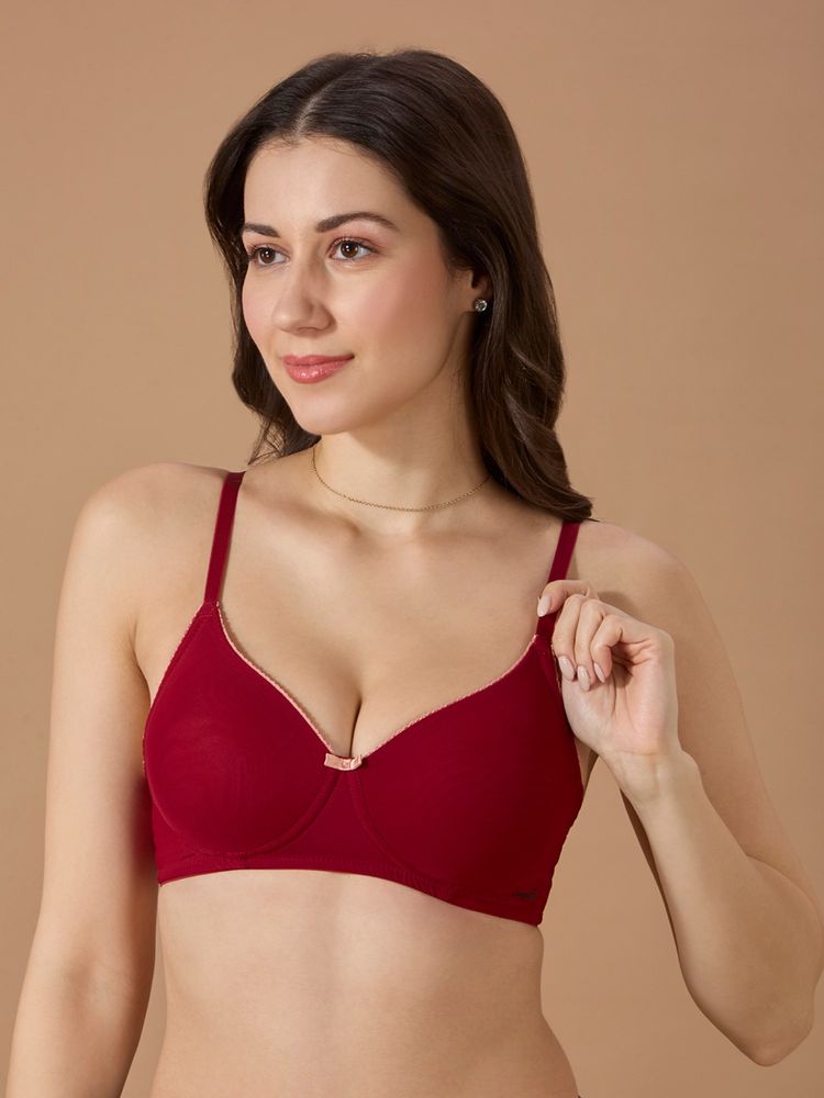 bodyline Miley Lace Wire-Free Comfort Super Soft Cups And Breathable Bra Maroon-picture-25