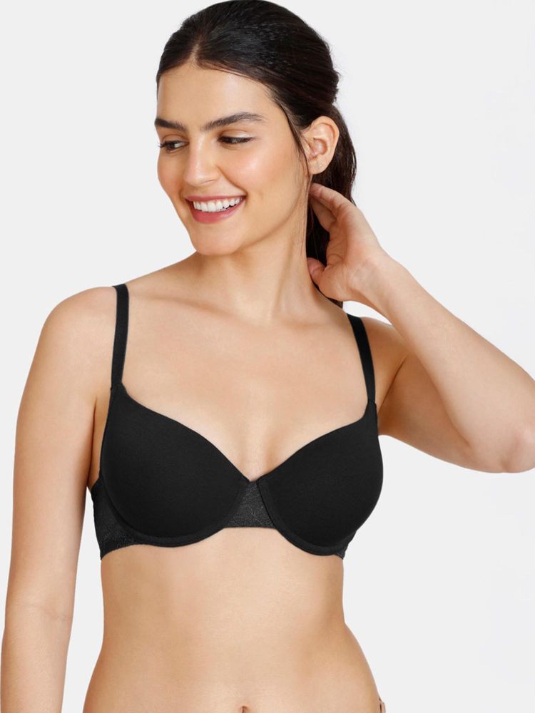 Zivame Beautiful Basics Padded Wired Medium Coverage T-Shirt Bra - Anthracite-picture-17