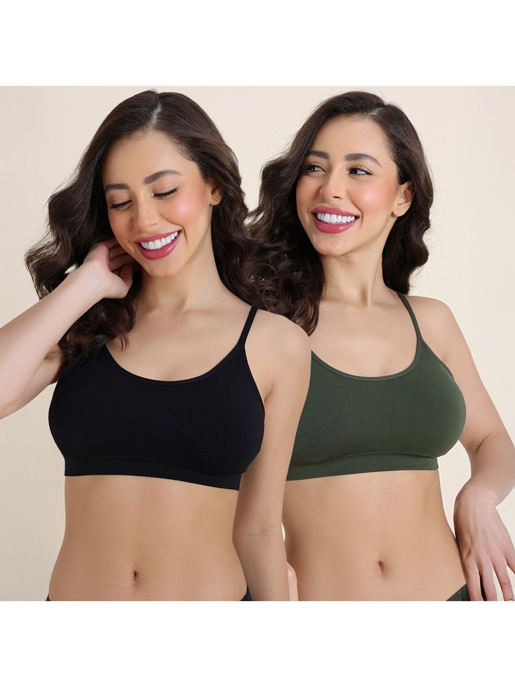 Zivame Padded Non Wired 3/4Th Coverage Bralette - Multicolor (Pack of 2)-image-12
