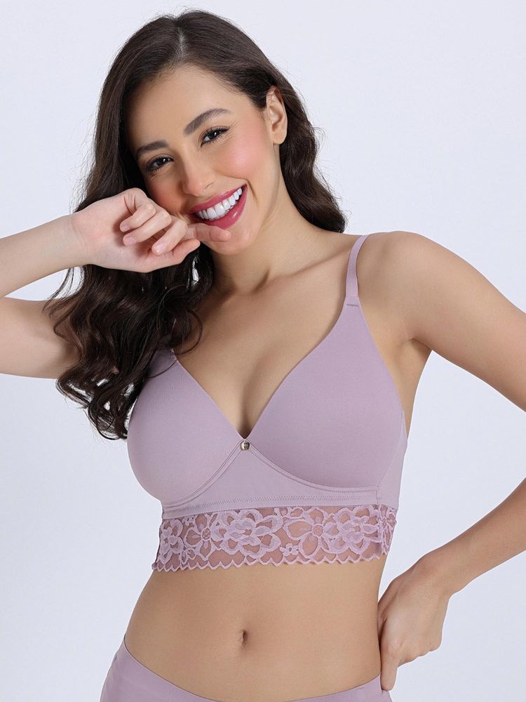Zivame Padded Non Wired 3/4Th Coverage T-Shirt Bra - Elderberry-picture-21