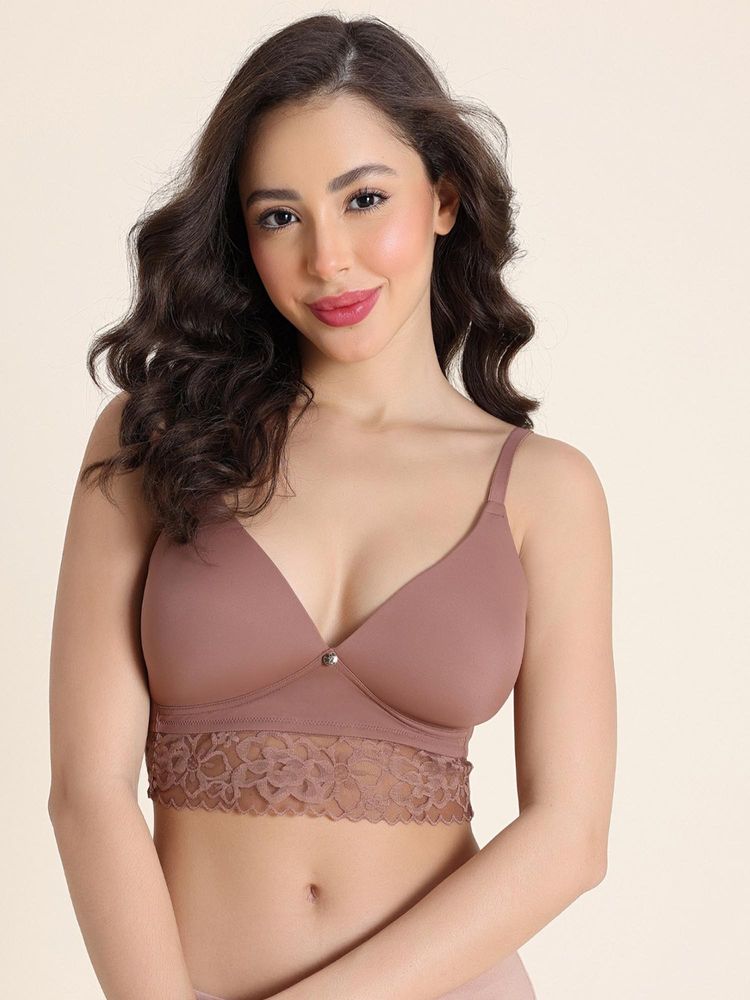 Zivame Padded Non Wired 3/4Th Coverage T-Shirt Bra - Nutmeg-picture-27