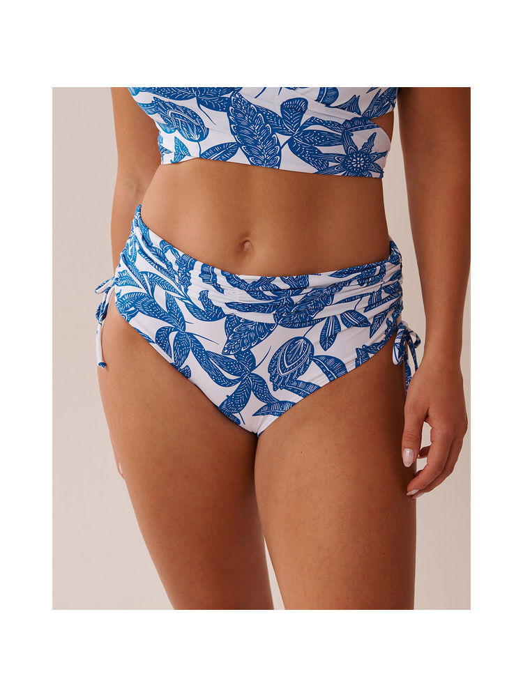 La Vie En Rose Mermaid Garden Side Tie Shirred High Waist Bikini Bottom-image-39