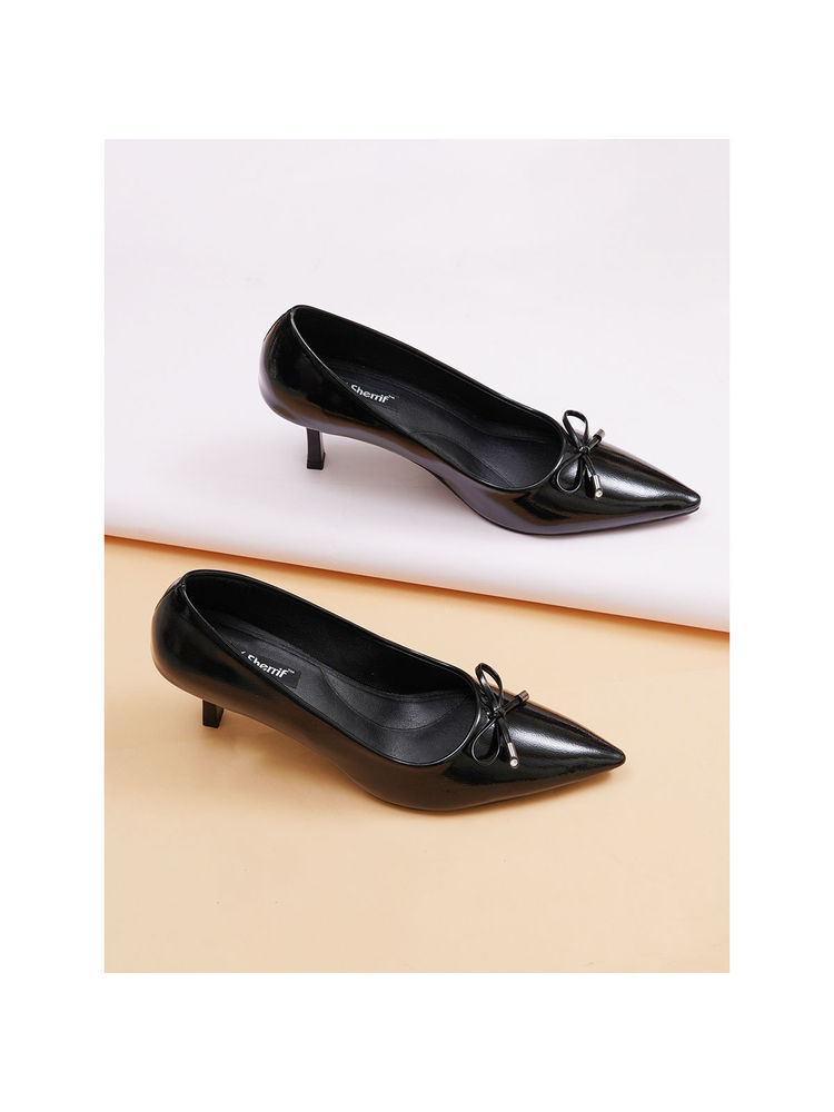 Sherrif Shoes Black Casual Solid Pumps-image-38
