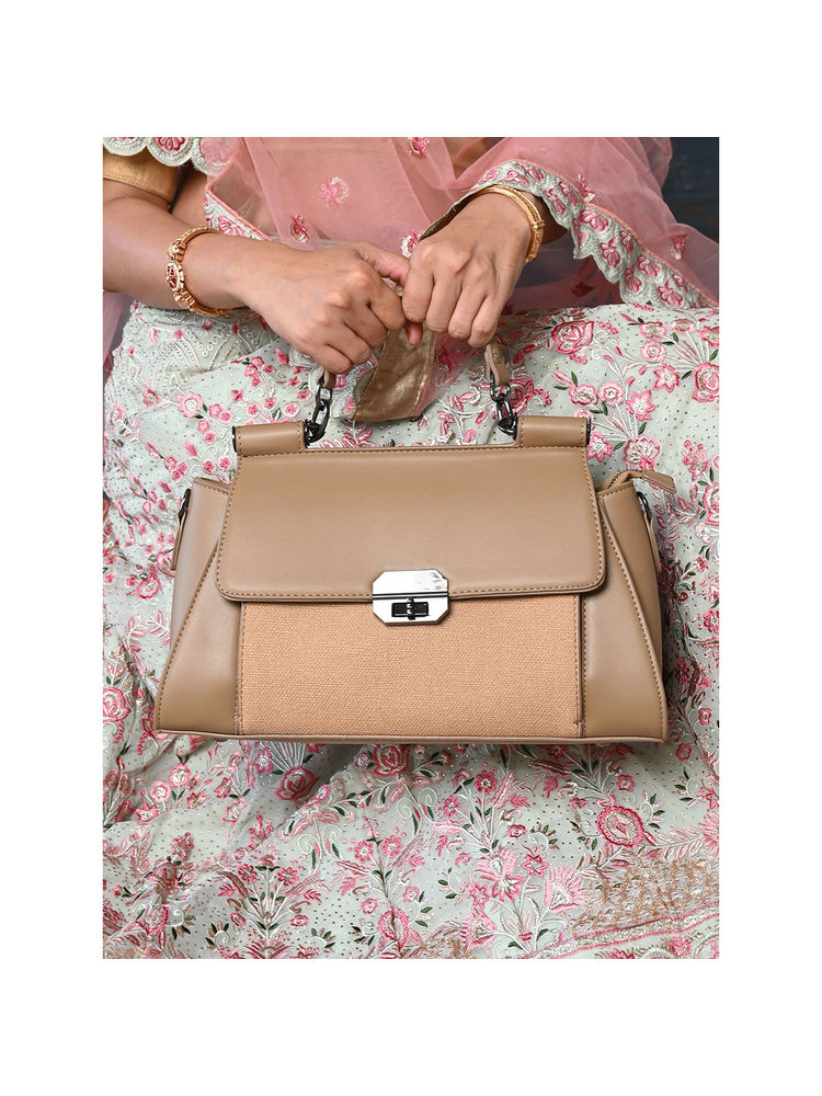 Odette Brown Structured Satchel with Pouch Bag for Women-picture-10
