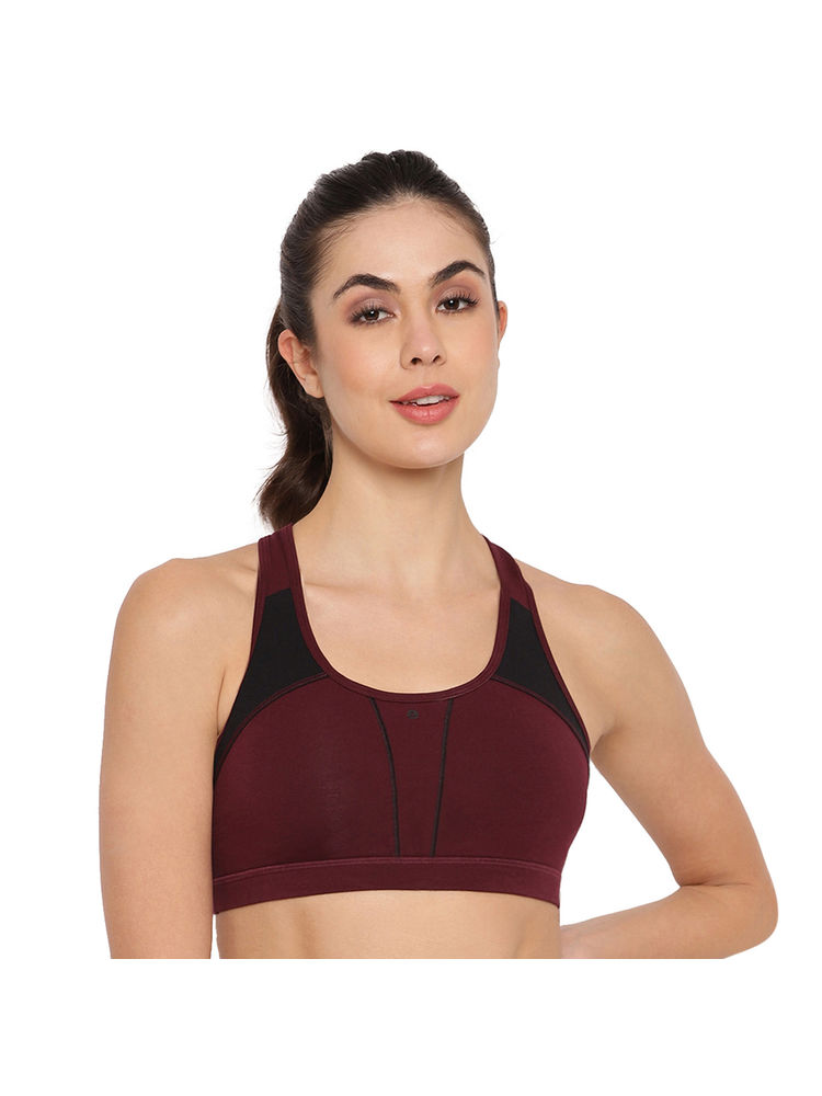 Enamor Side Panel Shaping Racer back Padded Wirefree High Coverage Cotton Sports Bra SB08-picture-22