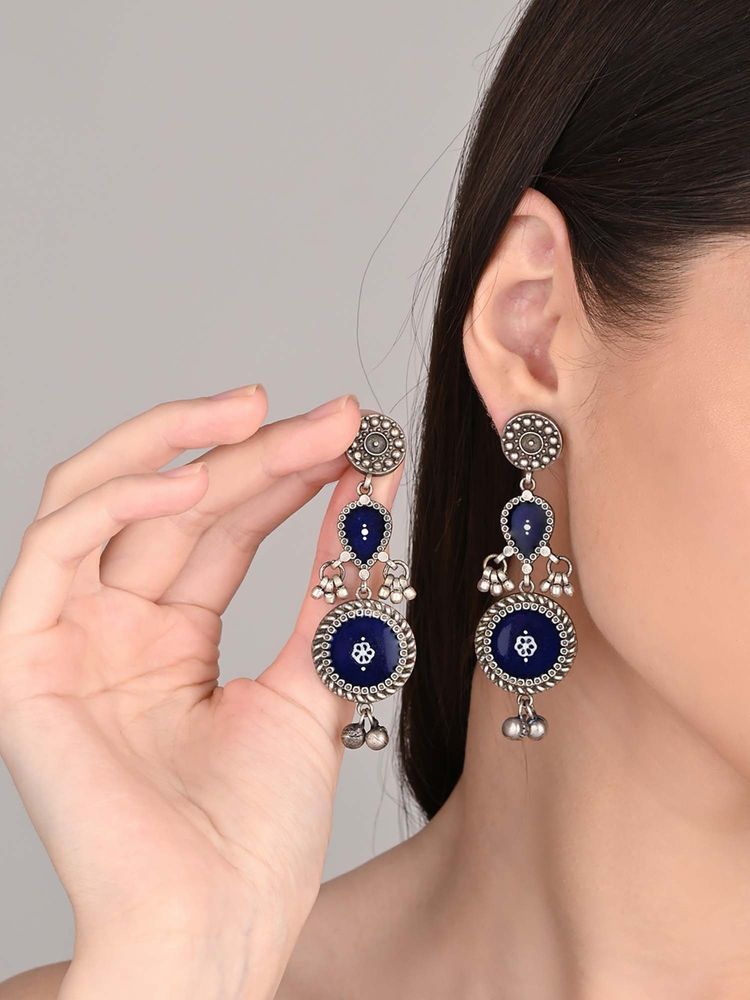Anvik Hand-Painted Circular Drop Earrings-image-2