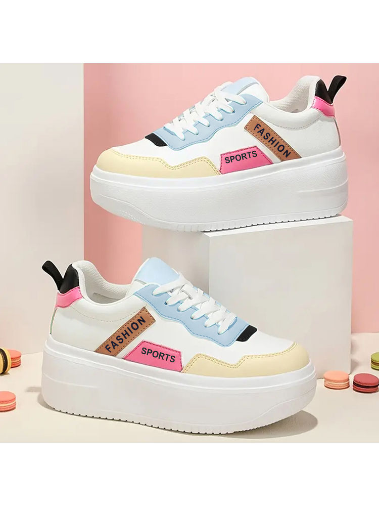 Shoetopia Smart Casual Lace-Up White Sneakers