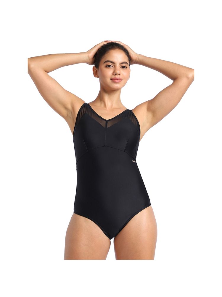Speedo Women's Endurance10 Mesh Panel One Piece Swimwear - Black-image-14