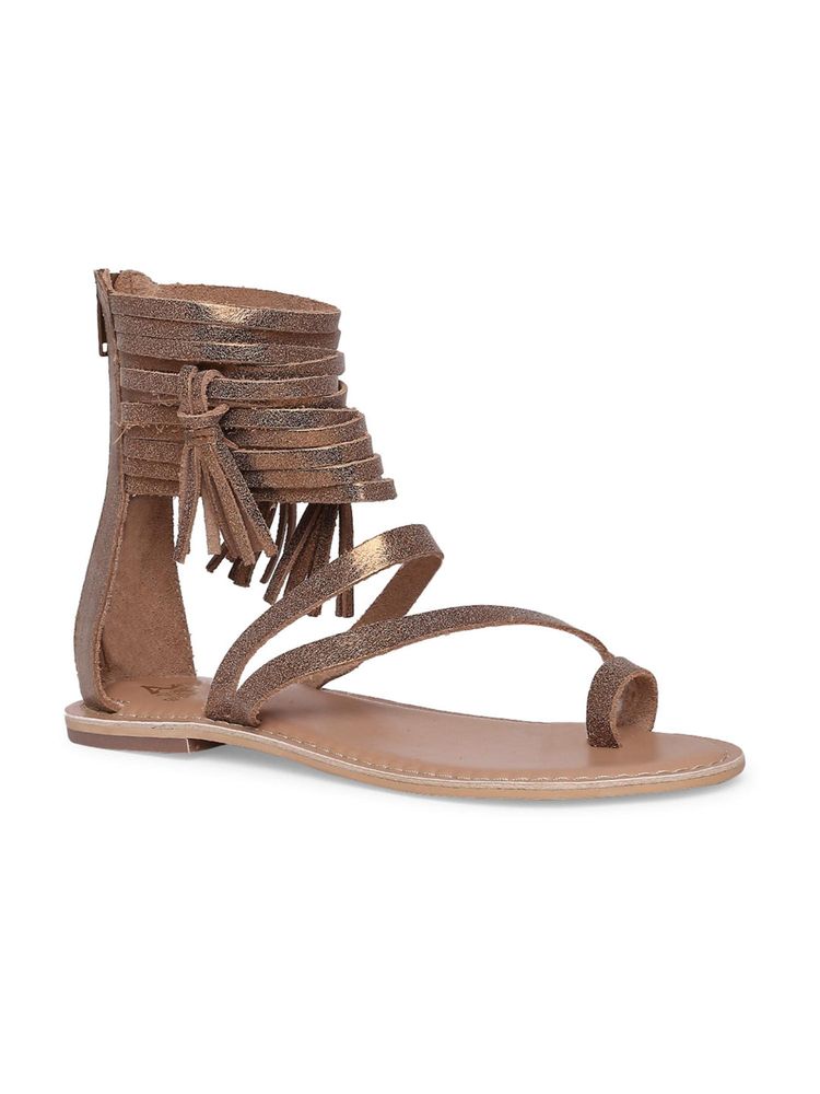 Tao Paris Women Bronze Flat Gladiator With Tassle-picture-24