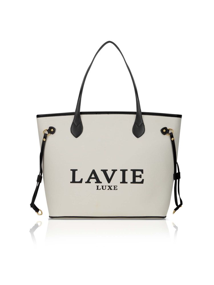 Lavie Luxe Off White Synthetic Leather Textured Handbag-image-19