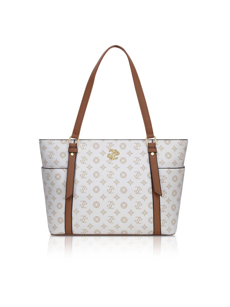 Lavie Signature Beige Synthetic Leather Printed Handbag-image-39