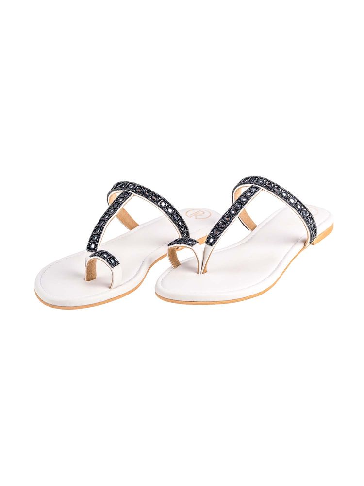 PREET KAUR Women White Nuri Flats-image-28