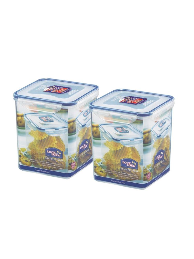 Lock & Lock Square Airtight Food Container Withleak Proof Lid, (Pack Of 2)-image-35