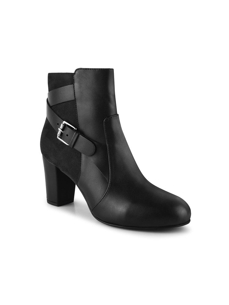 Shuz Touch Black Solid Welt Detail Boots-picture-18