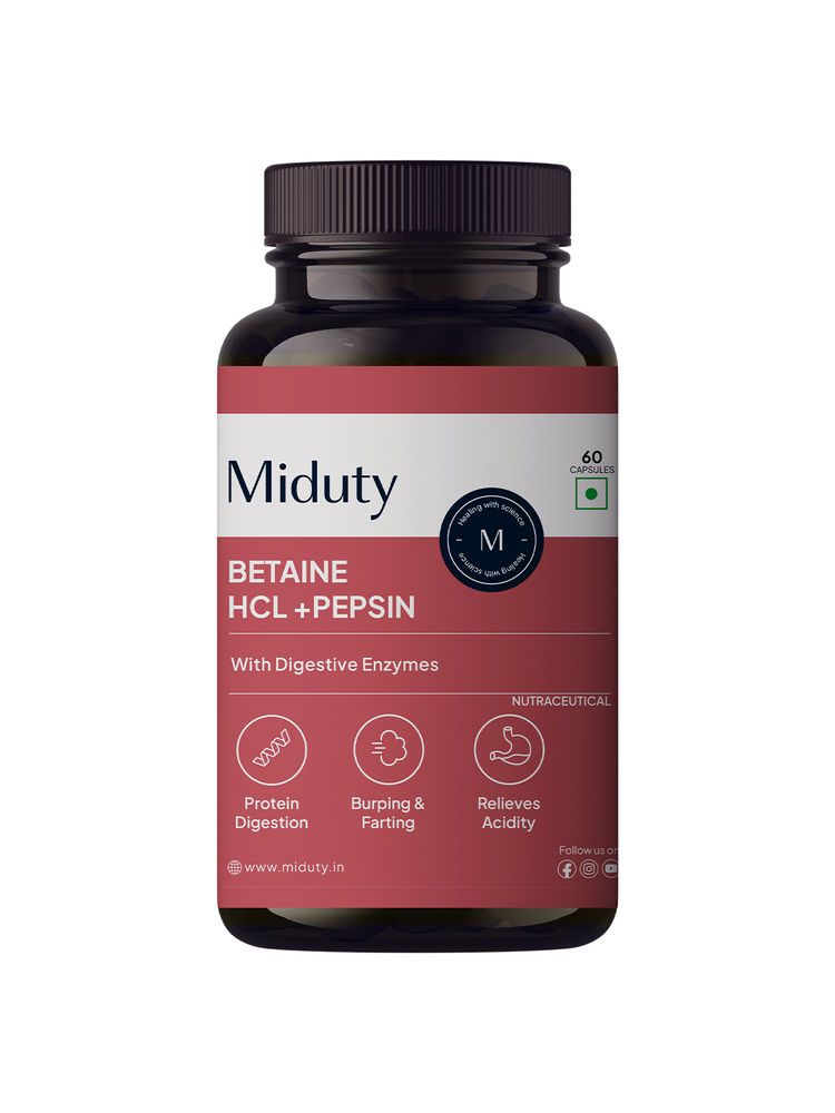 Miduty Betaine HCL & Pepsin Gas Acidity Bloating Anti Acid Stomach Care-picture-28