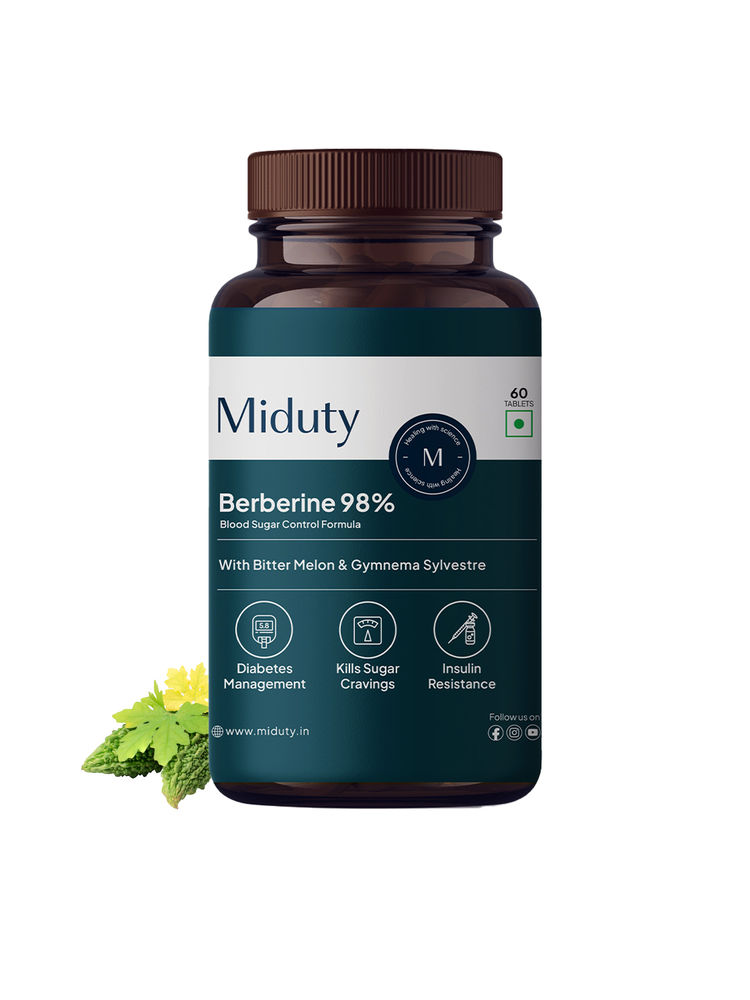 Miduty Berberine 98% With Vit B12 Diabetes Weight Loss Blood Sugar Sugar free
