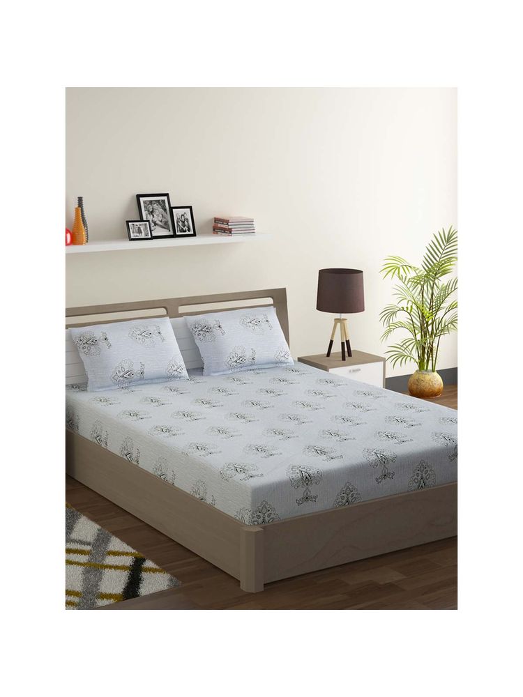 Swayam Green Ethnic Motif 210 TC Pure Cotton Bedsheet with Pillow Covers-picture-8