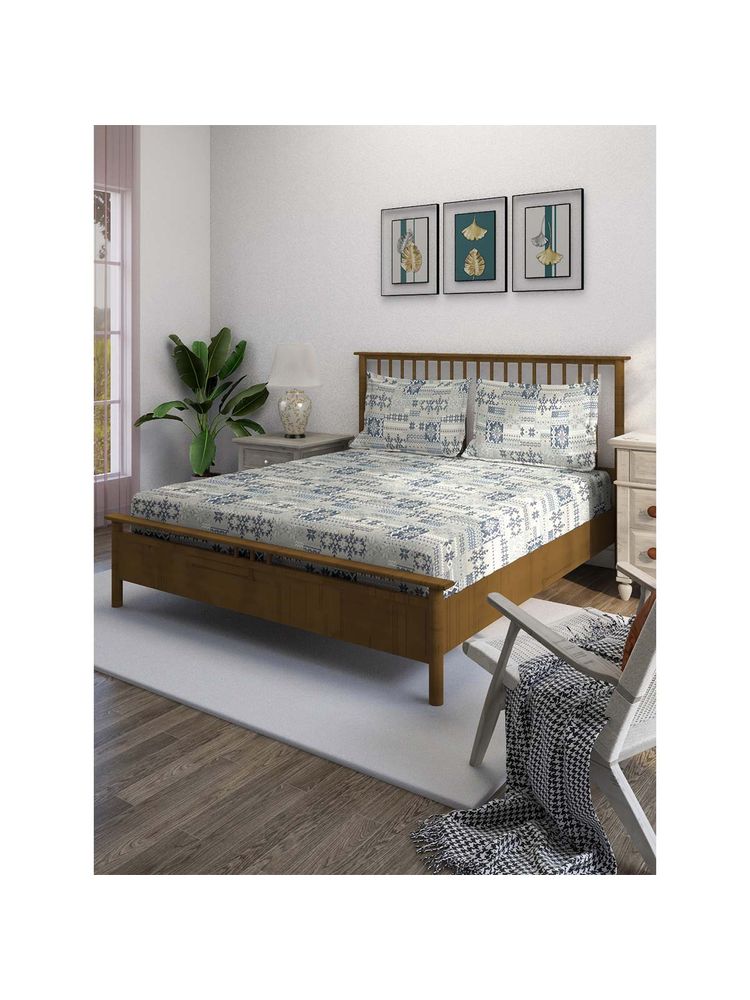 Swayam Grey 210 TC Pure Cotton Bedsheet with Pillow Covers-picture-2