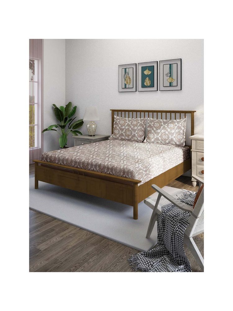 Swayam Brown 210 TC Pure Cotton Bedsheet with Pillow Covers-image-12