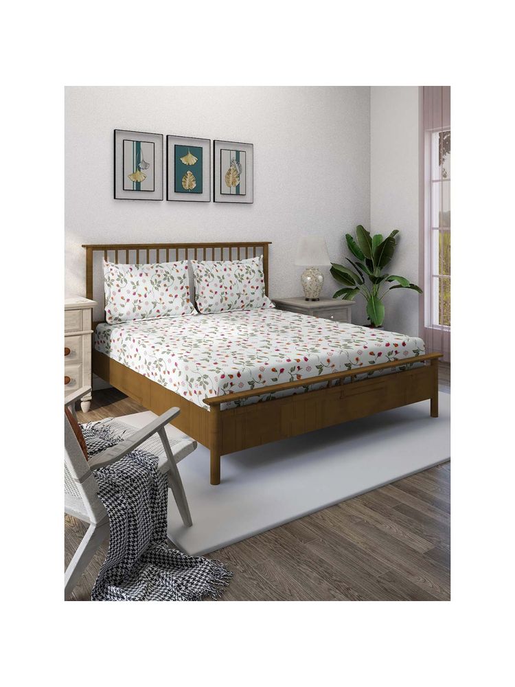 Swayam Pink Floral 160 TC Pure Cotton Bedsheet with Pillow Covers (King)-picture-5