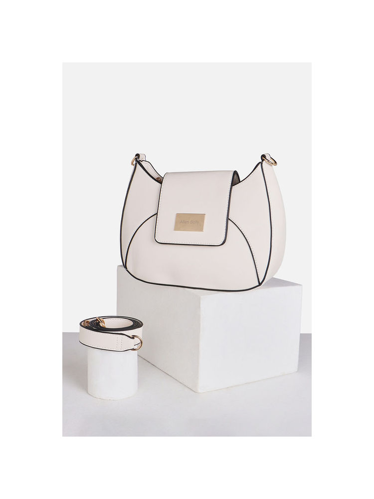 Allen Solly White Solid Pu Sling Bag-picture-15