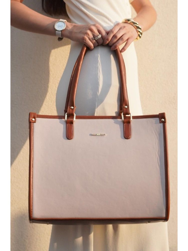 MINI WESST Hannah Classic Tote Bag With Detachable Strap - Beige-picture-18