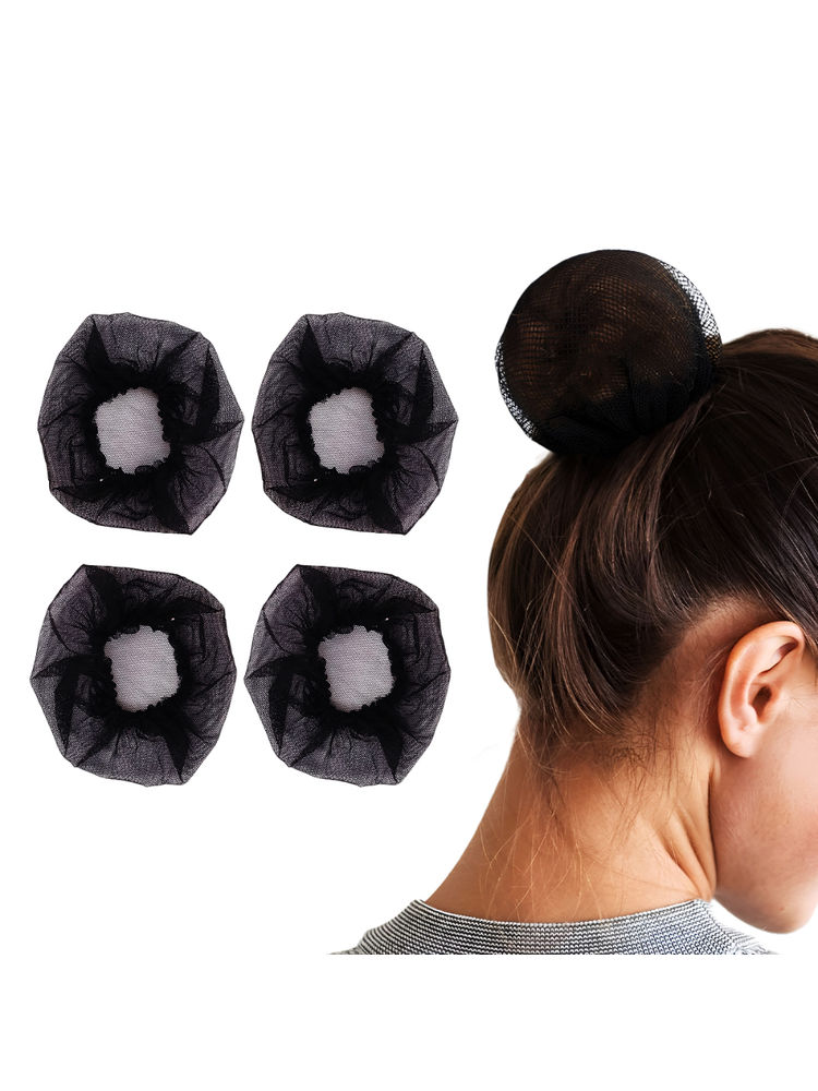 Matra Hair Bun Nets Juda Bun Holders Black Mesh Covers With Elastic Band For Styling-picture-17