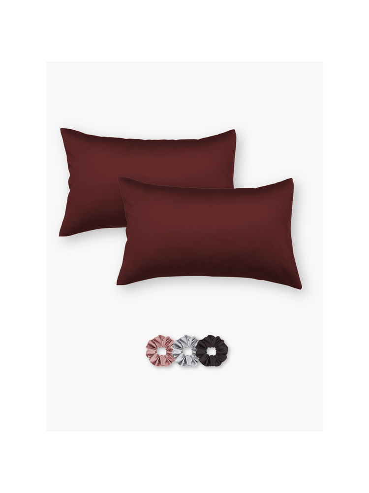 SEEVO Rust Satin Pillow Covers - 17 x 27 Inches (Set of 2) (Free Size)