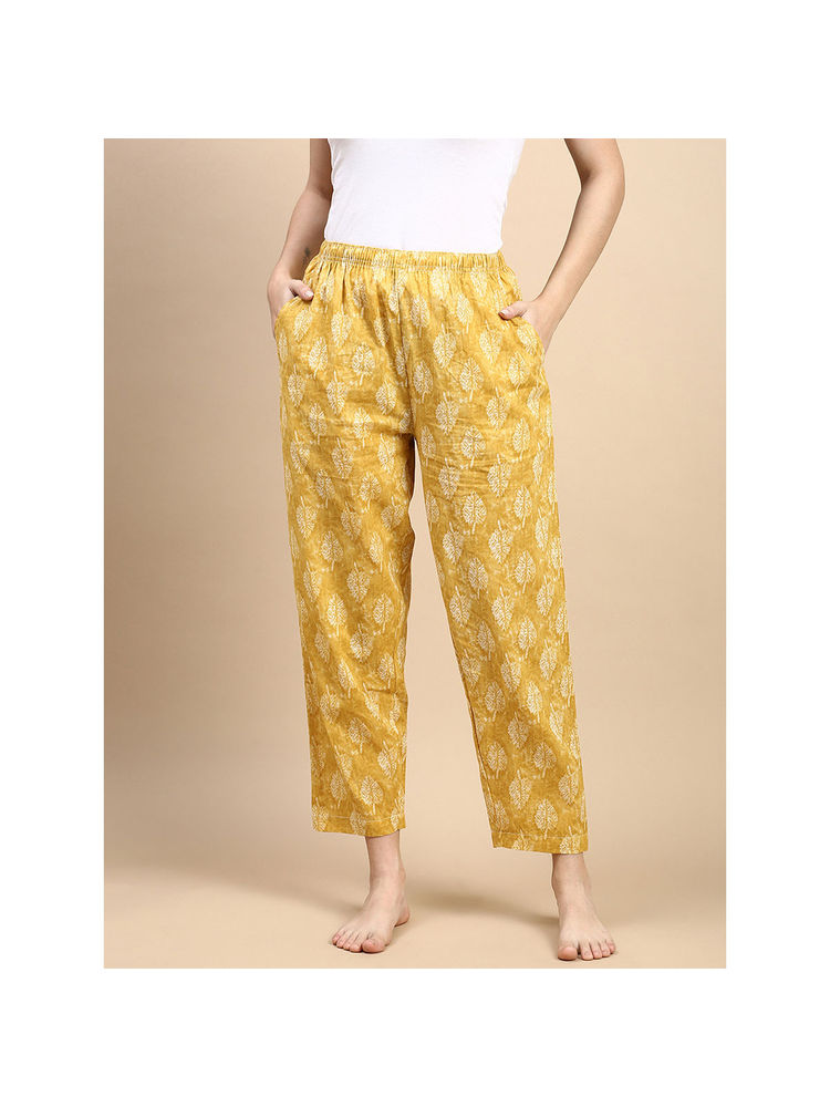 Kryptic Yellow Printed Cotton Relaxed Fit Pyjama-picture-10