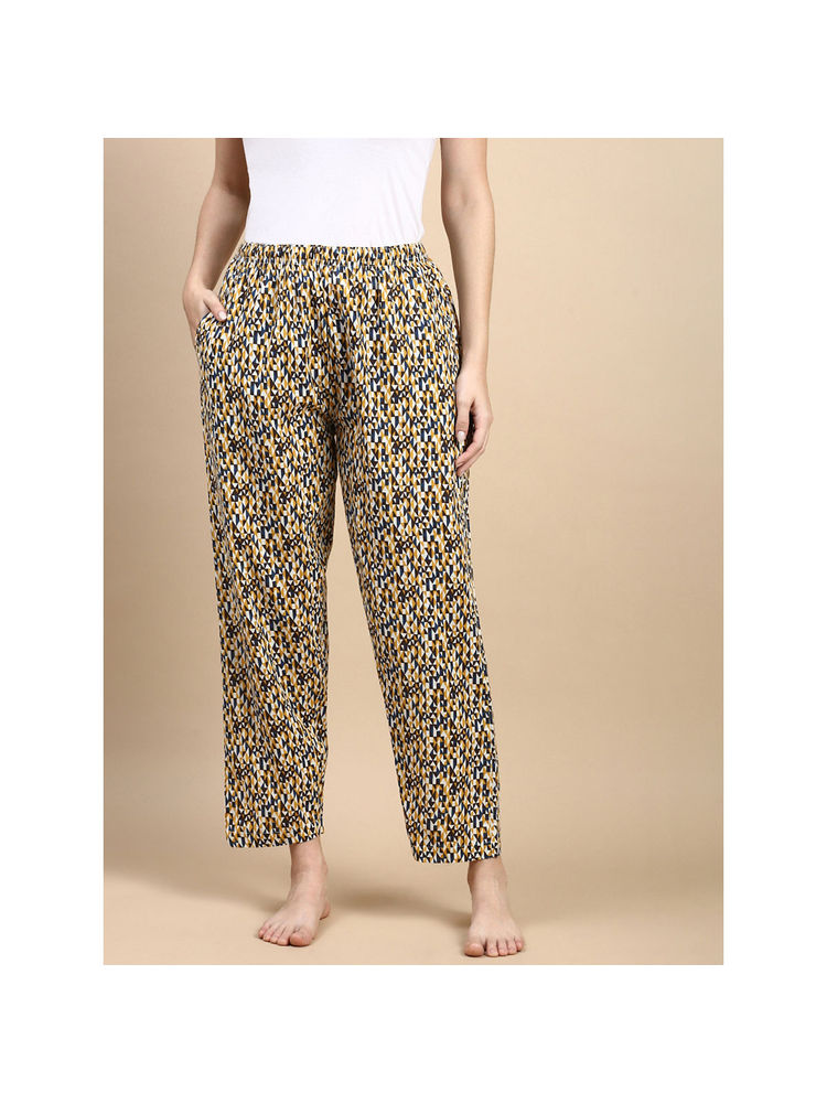 Kryptic Yellow Geometric Printed Cotton Relaxed Fit Pyjama-image-16