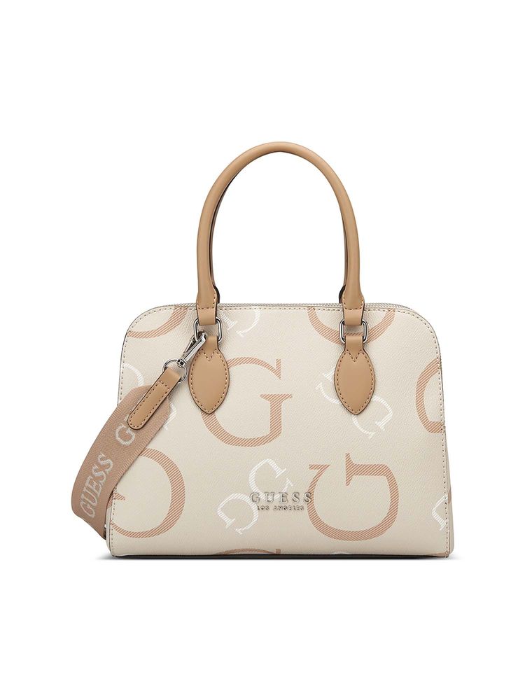 guess fashion Guess Beige Printed Pvc Satchel with Detachable Strap-picture-13
